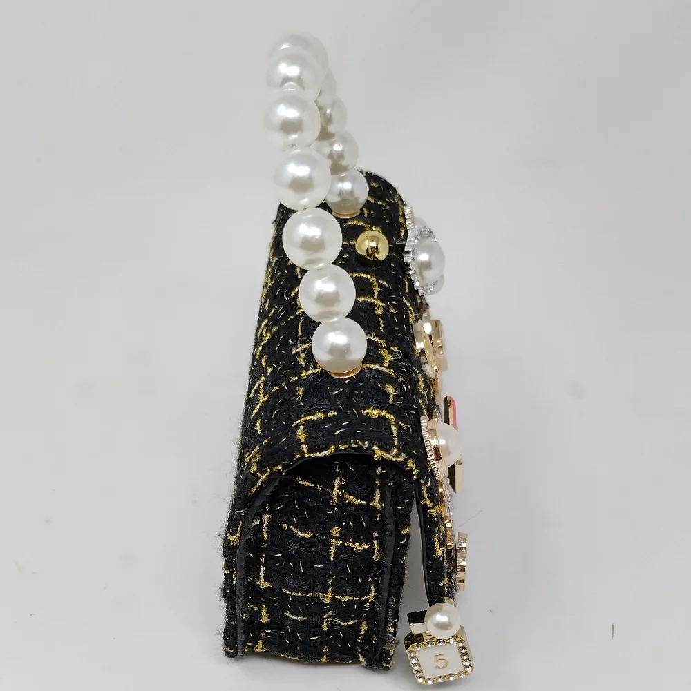 Mini Me Tweed Luxury Embellished Crossbody Purse